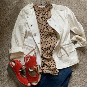 White Ann Taylor Safari Style Summer Jacket Medium